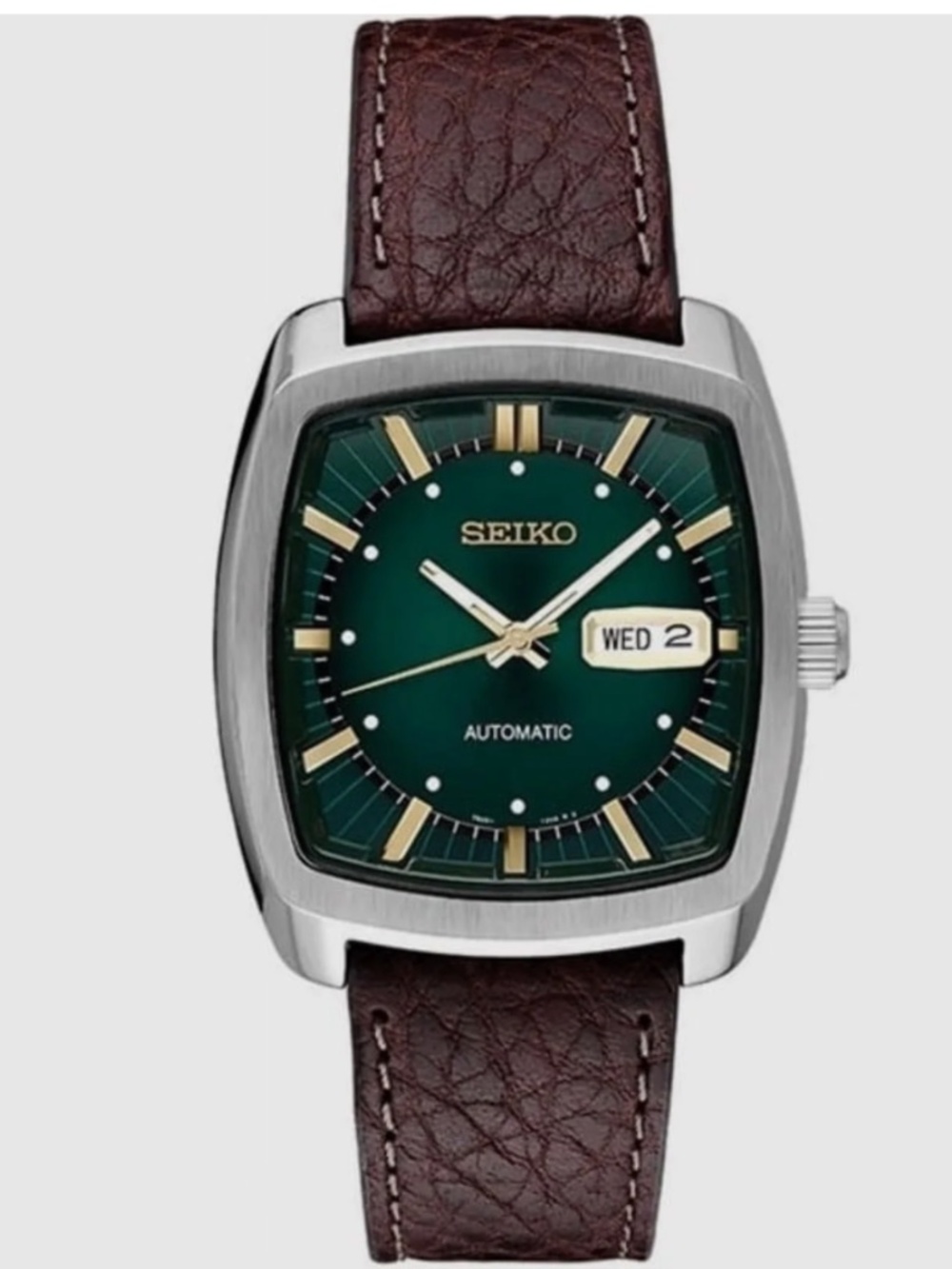 Seiko Automatic Watch - Recraft Series -Brown Leather Strap, Day/Date Calendar